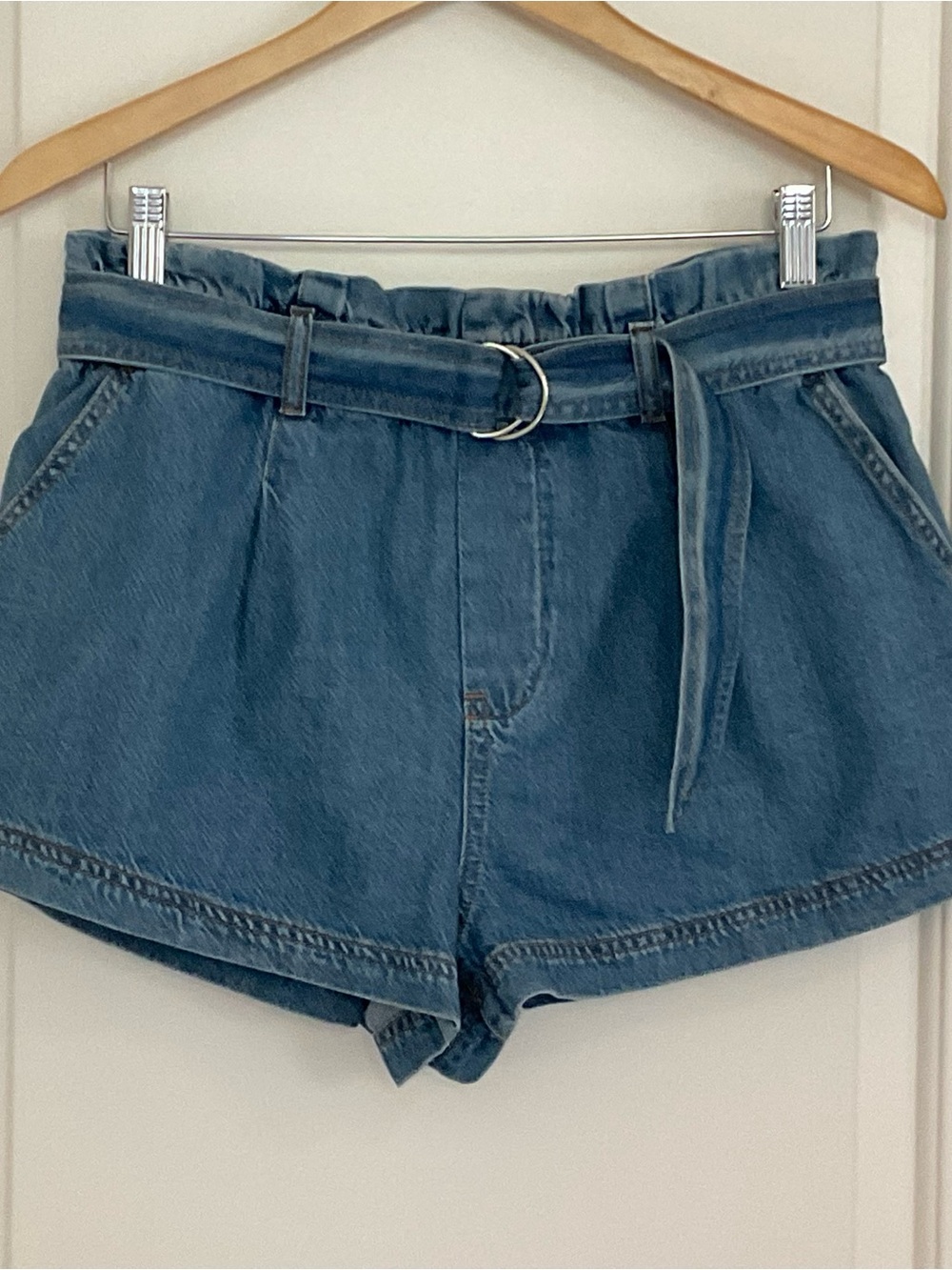 Anthropologie Pilcro Denim Paperbag Waist Belted Shorts S